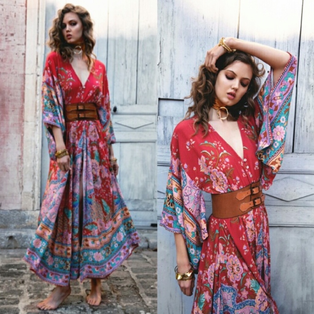 NWOT Spell Designs Lotus Kimono Dress (Ruby Red)